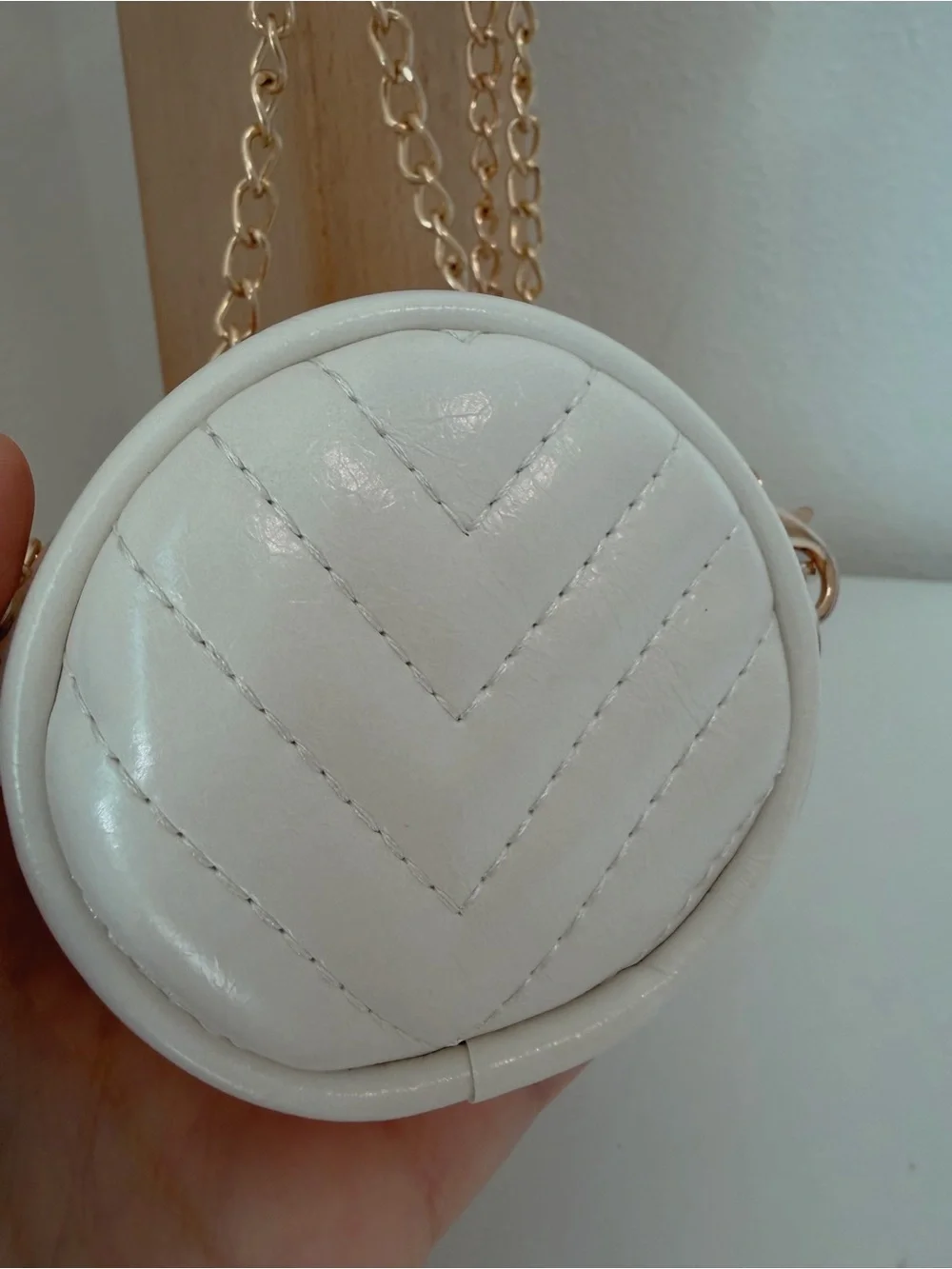 Mini White Round Crossbody Pouch Charm
